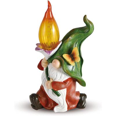 China Wholesale Custom Resin LED Lamp Statue Europe Cheap Outdoor Solar Powered Statue Garden Dwarf Funny Lighting Waterproof Decoration for sale