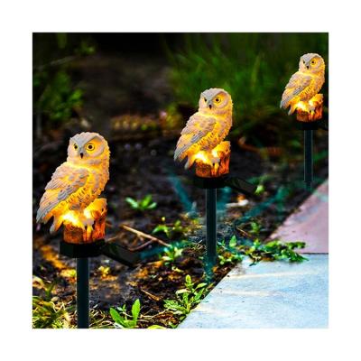 China New Type Europe Resin Crafts Outdoor Green Solar Owl Garden Light Lamp Waterproof for sale