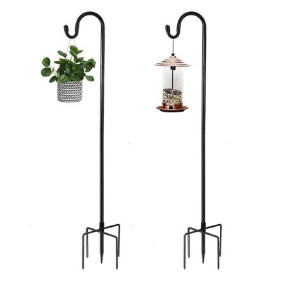 China Outdoor Stable Low Adjustable Garden Hooks With 5 Iron Shepherd Hanging Rack For Flower Basket Bird Feeder for sale