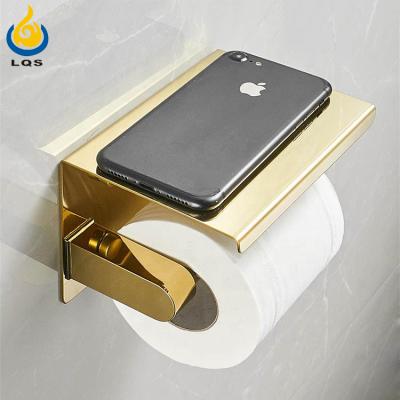 China Modern factory produced gold paper holder dispenser 304 stainless steel toilet paper tissue holder for bathroom for sale