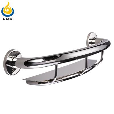 China Foldable; Durable Hot Selling Stainless Steel Bathroom Accessories Wall Mounted Grab Bar With Shelf for sale