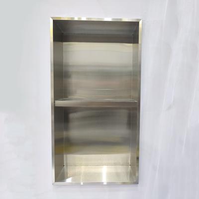 China Modern Customize Recessed Wall Metal 304 Stainless Steel Double Shower Niches For Bathroom for sale