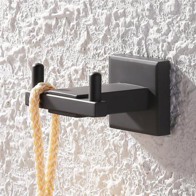 China Best Quality LQS Wall Mounted Luxury Kitchen Hotel Bathroom Black Coat Towel Clothes Robe Hook for sale