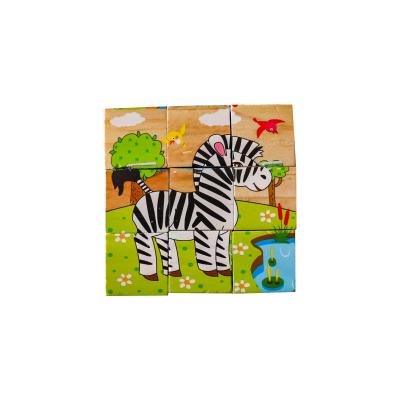 China C05058 Toys Brain Teaser Toys Wooden Animal Puzzle With 6 Nature Scenes 6 In 1 Wooden Cube Block Puzzle For Toddlers 9 Pcs for sale