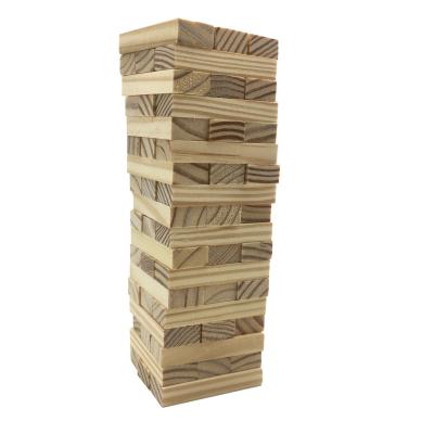 China C05002 Classic Construction Toy Wood Stacking Toy Wooden Block Knocking Down Tower 54 Pieces Pine Wooden Mini Cheap Collapsing Tower For Kids And Adults for sale