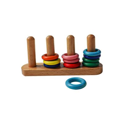 China Colorful Wooden Sorting Stacking Toys C05052 Game Matching Puzzle Stacker Toy Ring Early Educational Toy for sale