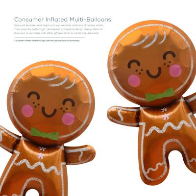 China 2022 Aluminum Foil Merry Christmas Gingerbread Man Foil Balloon 82cm Wholesale for sale