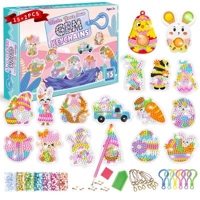 China 5d Easter Diamond Painting Easter Eggs Gnome Plastic Key Chain Kit Easter Bunny for sale