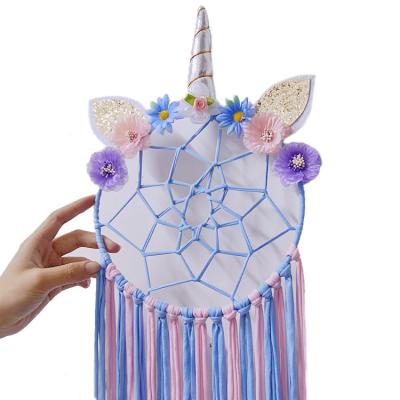 China Handmade Colorful Dream Festival Decoration Pick Ins Uoicorn Catcher Hair Cut Stand Hair Bow Hanger Hang Storage Organizers For Girls for sale