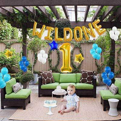 China 1st One Party Birthday Party Wild Balloon Chrome Foil Balloon Baby Shower Party Decoration for sale