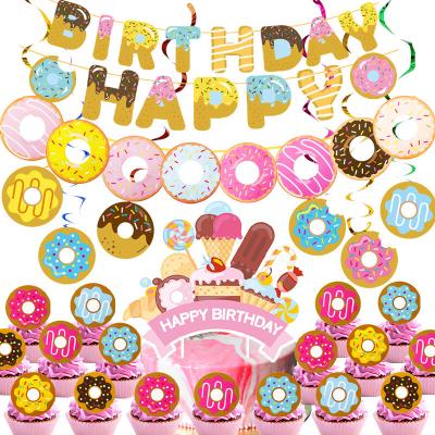 China Festival Decoration Selection Hot Sale Children's Birthday Party Set Happy Birthday Decoration Theme Balloons Donut Party Supplies for sale