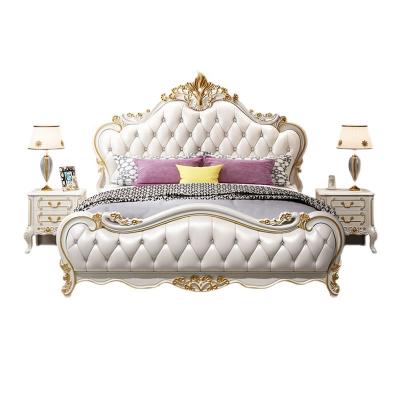 China Storage Customized European Style Luxury Double Bed Simple Bedroom Furniture Set Solid Wood Carved Princess Beds for sale