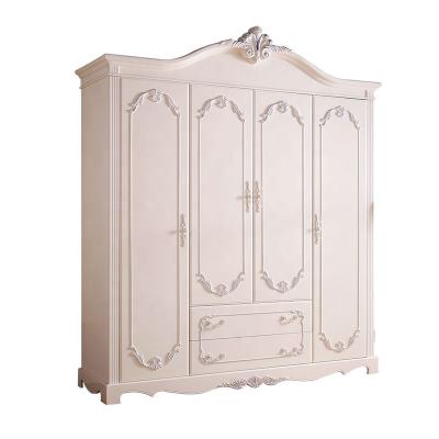 China European Style Wardrobe Storage Cabinet Single Bedroom Solid Wood Luxury Cut Out Cabinets for sale