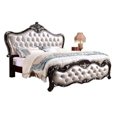 China European Style Solid Wood Double Bed High Grade Black Wedding Bed Storage Bed Bedroom for sale