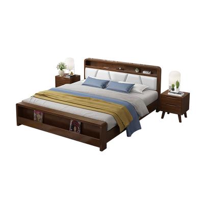 China 1.5 Meters Modern Solid Wood 1.8 Meters Double Bed Wedding Master Bedroom Single Nordic Soft Storage Bed Large Package Bed for sale