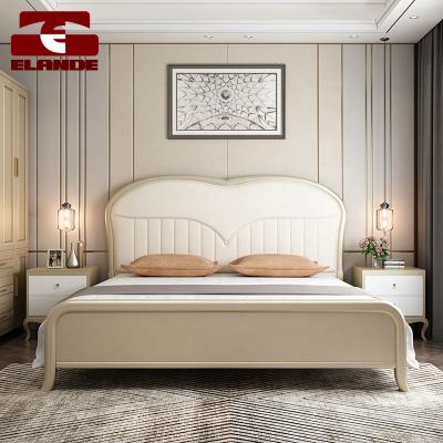 China Luxury Solid Wood Soft Bedroom Princess Bed Master Bedroom Bed House (Size) Adjustable Custom American Light Double Bed for sale