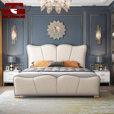 China Single Storage Bed Leather Upholstered European Solid Wood Bed Frame Bed Bedroom Furniture for sale