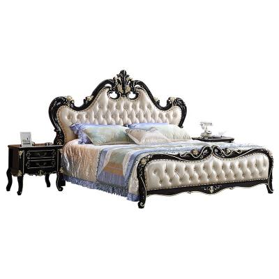 China Solid wood furniture ebony wood storage (others) double bed French princess adjustable leather French bed for sale