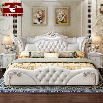 China Fashion European style leather bed bag double bed bedroom furniture soft king bed for sale