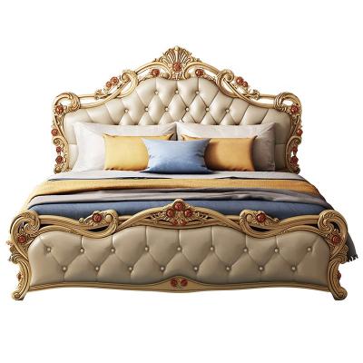 China European Antique Design Luxury Modern Luxury / Durable Leather Upholstered Queen Size Bed for sale