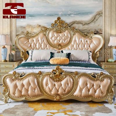 China Double Bed Adjustable European Master Bedroom Furniture Super French Genuine Leather King Size (Other) Wedding Bed for sale