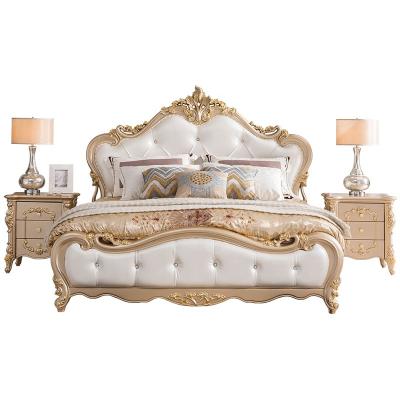 China European Style Luxury/Durable 1.8m Double Bed Prince Princess Solid Wood Leather Wedding Bed for sale