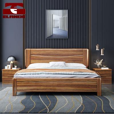 China Wujin Adjustable Wooden Bed 1.8m (Height) Master Bedroom Double Bed Storage Modern Solid Wood Wedding Bed for sale