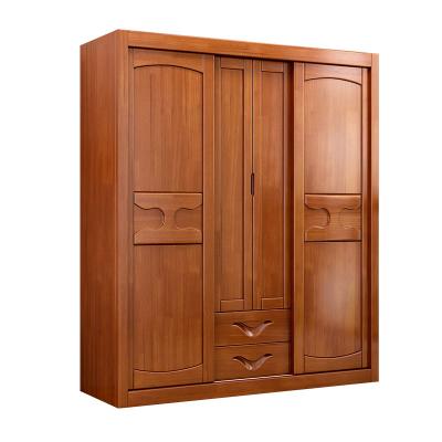 China (Others) Modern Luxury Solid Wood Adjustable Home Bedroom Storage Light Pull-Out Wardrobe Sliding Door Simple Wardrobes for sale