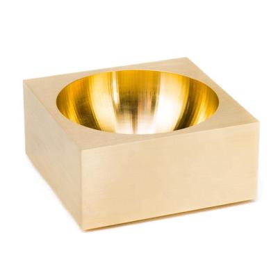 China High End Customized CNC Machined Matte Solid Brass Square Bowl for sale