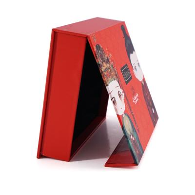 China Offset Printing Folding Magnetic Red Cardboard Book Shaped Packaging Gift Box With Customized Logo for sale