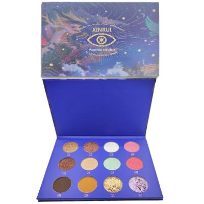 China Private Label Waterproof Star Shining 12 Colors Shimmer Matte Glitter Cosmetic Makeup Pressed Eyeshadow for sale