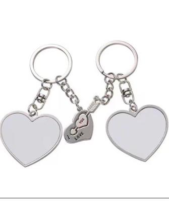 China Wholesale Customized Fasion heart shape sublimation metal key chain sublimation key chain for lovers for sale