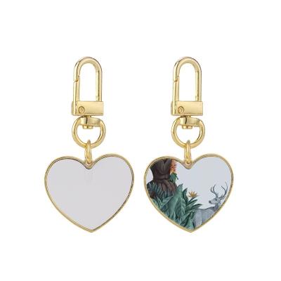 China Wholesale Fasion Heart Shape And Customized Round Key Sublimation Metal Chain Gold And Silver Sublimation Key Chain for sale