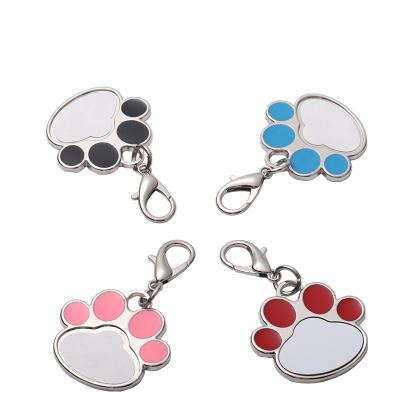 China Custom Wholesale DIY Personalized Copy Masks Dog Tag Collar Cat Paw Shape Sublimation Aluminum Pet ID Pendant Name Tag for sale