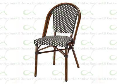 China Outdoor Dining Chairs Curved-Back Synthetic Resin Wicker Bamboo Chairs Black for sale