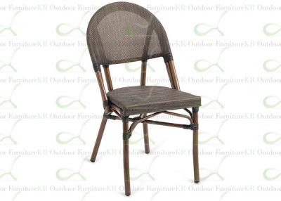 China Outdoor Dining Chairs Black Faux Bamboo Textilene Commercial Restaurant Chair for sale