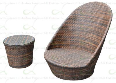 China Outdoor Rattan Chairs High Back Lounge Chair with Table for Patio in Brown for sale