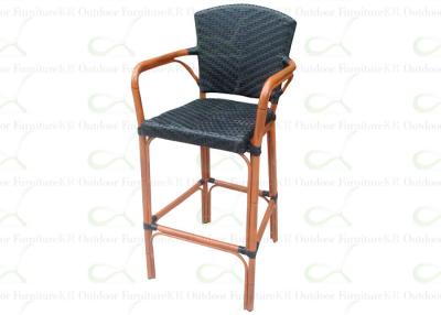 China Patio Outdoor Bar Chairs Outdoor Resin Wicker Bamboo Barstool in Black for sale