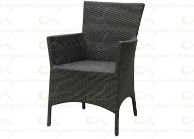 China Outdoor Dining Chairs Resin Wicker Arm Chair Garden Rattan Chairs Cushion Included for sale