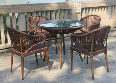 China 5-pieces Outdoor Rope Dining Sets Strapping Weave PVC Ribbon Patio Furniture for sale