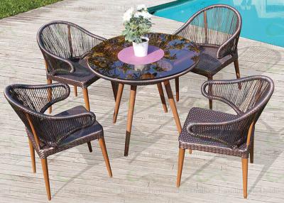 China New and Hot Outdoor Dining Sets Rattan Wicker Furniture Tapered Legs Chairs for sale