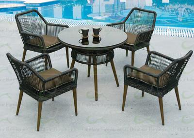 China Newest Outdoor Dining Sets Wood Grain Painted Rattan Furniture Wicker Seating for sale