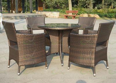 China Garden Dining Furniture 5-pieces Rattan Outdoor Dining Sets in Brown for sale