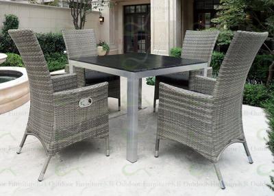 China Outdoor Dining Sets with High Back Reclining Wicker Chairs Polywood Table for sale