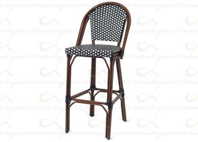 China Outdoor Faux Bamboo Bar Chairs Curved-back Aluminum Rattan Chair Bar Height for sale