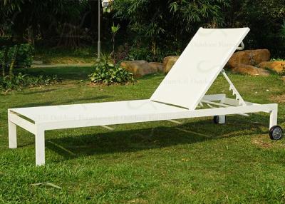 China Outdoor Chaise Lounges White Color Sling Poolside Chaise Lounge with Wheels for sale