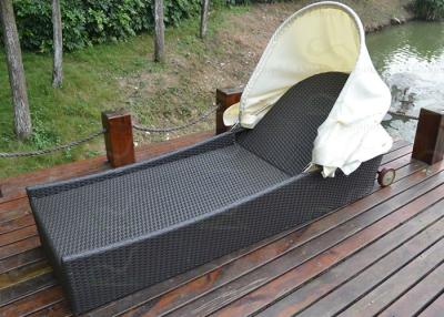 China Outdoor Chaise Lounges with Canopy Swimming Pool Furniture Wicker Sun Lounger for sale