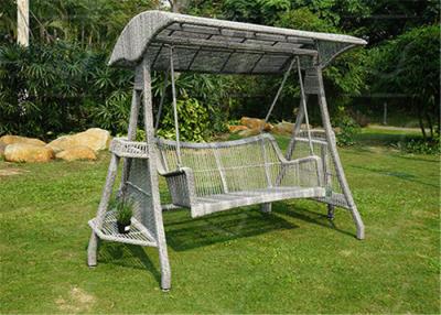 China Luxury Rattan Swing All-weather Garden Furniture Hanging Rattan Chair in Grey for sale