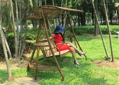 China 2-Seats Casual Garden Wicker Swing Outdoor Metal Furniture Swing Chair for sale