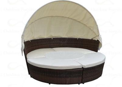 China Round-shape Outdoor Wicker Daybed Sectional Patio Daybed with Canopy 4-piece Set for sale